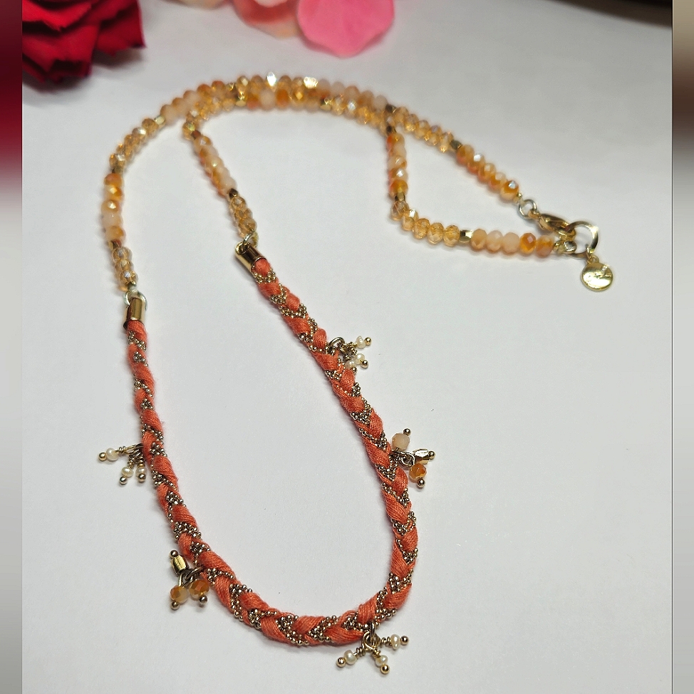 Chloe Isabel Pearl Dangle Crystal Braided Thread Wrap Bracelet Or Necklace 18$